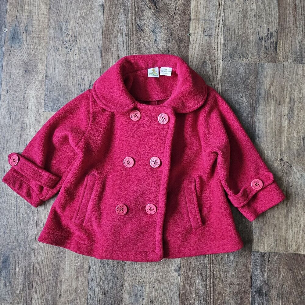 Elmo Sesame Street fleece toddler girls' coat—pea coat, double-breasted, size 2T